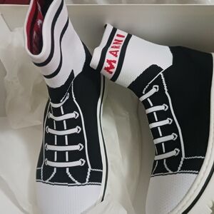 Black and White High-Top Sneakers